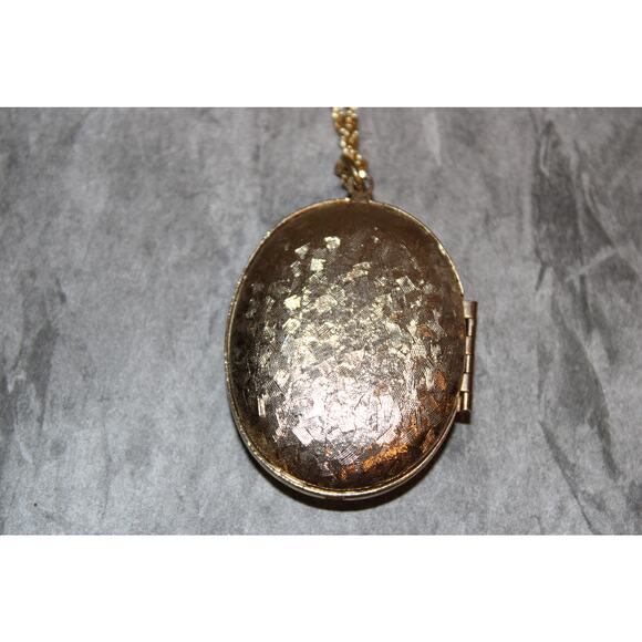 Vintage c1980 Pretty Floral Photo Locket & 22" 14K GP Sterling Silver Rope Chain - Picture 7 of 8